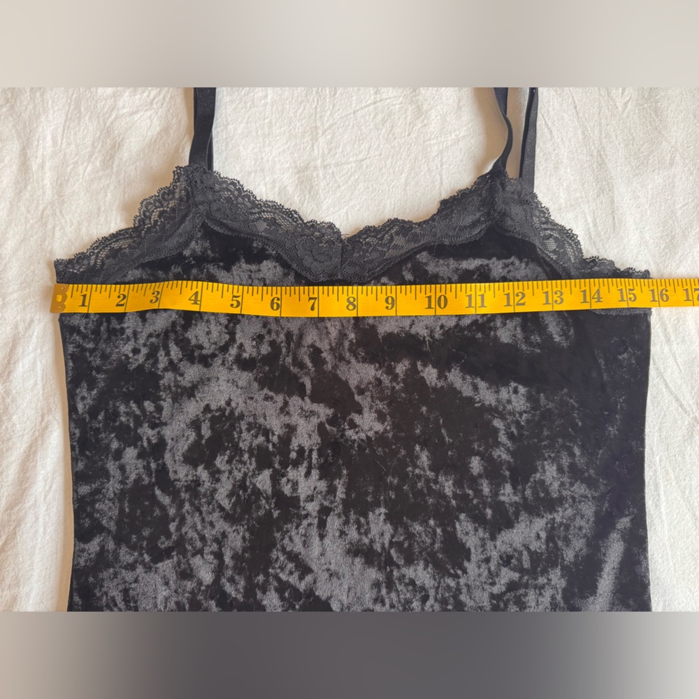 Eye Candy Black Velvet Lace Whimsigoth Cami Top Size L - Picture 3 of 6